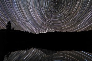 Star Trails over Mt Rainier from Reflection Lakes, WA