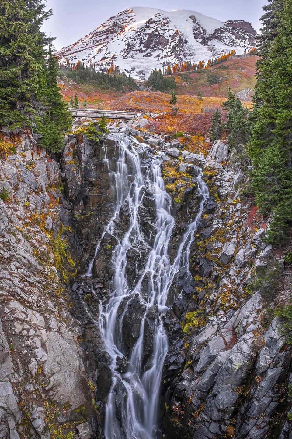 Mt Rainier & Myrtle Falls at Paradise, WA